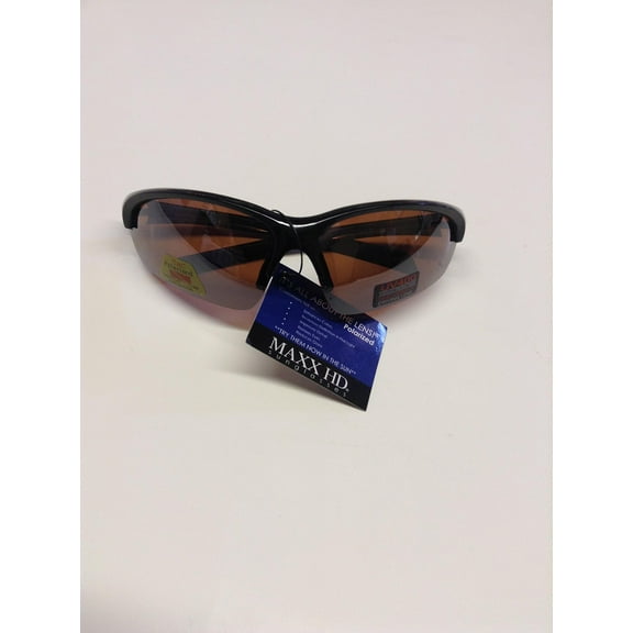 Maxx Domain Golf Sport Riding Sunglasses Black Frame Polarized Amber Lenses