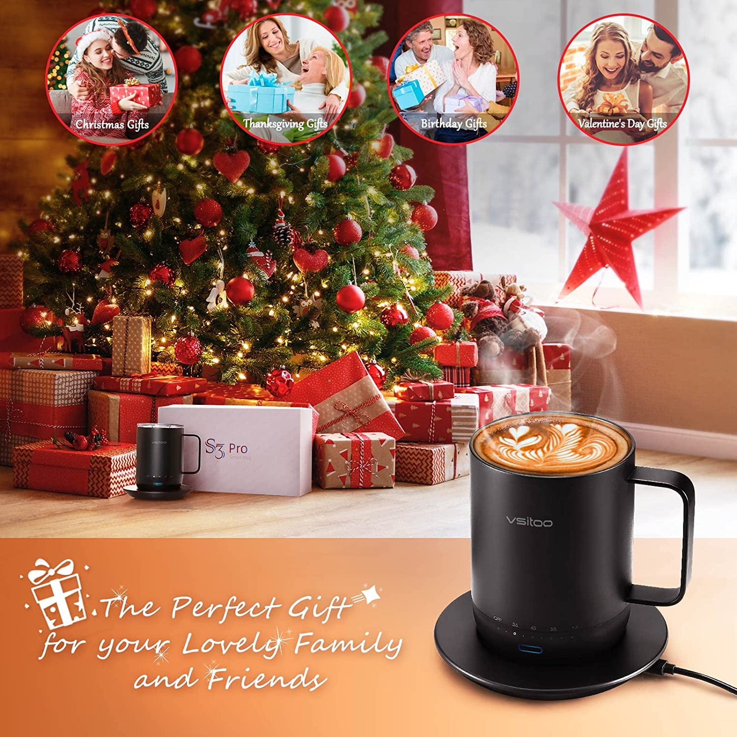 VSITOO S3 Pro High Temp Wireless Smart Mug, Rechargeable