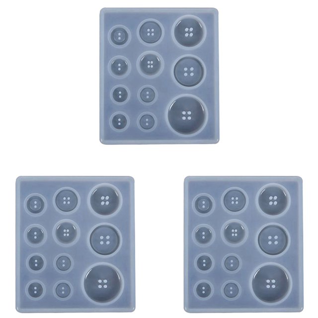 3X DIY Silicone Mold Resin Button Handmade Resin Mold with Hole Pendant Button Clay Epoxy Pendant for Keychain Supplies