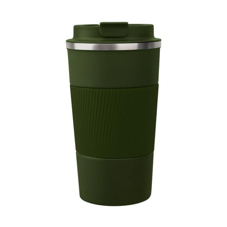 

Reusable Coffee Mug Travel Coffee Travel Mug with Leak-proof Lid Thermal Mug Insulated Cup Stainless Steel Travel Mug with Rubber Handle for Hot and Cold Drinks 18 oz / 510 ml Green