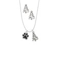 thumbnail image 2 of Delight Jewelry Silvertone Medium Black Paw Silver tone Zig Zag Christmas Tree Charm Necklace and Stud Earrings, 2 of 4