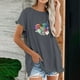 thumbnail image 4 of Camiseta informal para mujer, blusa estampada con cuello redondo y manga corta, Tops OAVQHLG3B Store  lin121212, 4 of 5