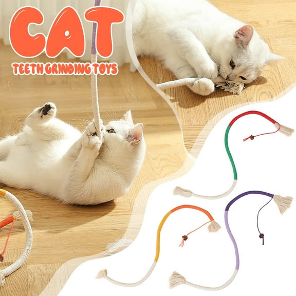 Cat Chew Ropes 3Pcs,Cat Toys for Indoor Cats with Refillable Natural Catnip, Safe Teeth Cleaning Chew Toys,Interactive Kitten Nip Toys and All Breeds,cat toys,temptation cat treats,catnip toys