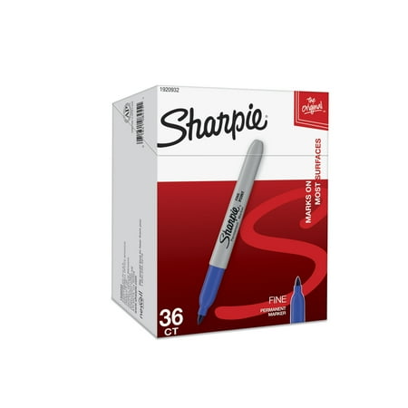 Sharpie Permanent Markers, Fine Point, Blue, 36 Count