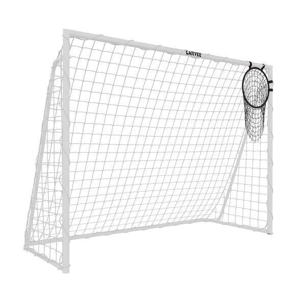Soccer Goals for Backyard, 8 x 6 FT Soccer Goal with 2" Galvanized Steel Frame, HDPE Net and Ground Stakes, Practice Equipment for Youth, Adults and Small Team Games, White