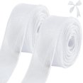 thumbnail image 1 of Cinta de gasa blanca, 2 rollos, 1-1/2 pulgadas x 10 yardas, cinta de organza transparente, cinta de seda de gasa hecha a mano, cinta blanca, 1 of 5