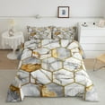 thumbnail image 2 of Manfei Aesthetic Geometric Hockeycomb Full Size Comforter Sets,Abstract Marble Texture Bedding Comforter Set,Gold Gray White Bedding Sets For Children,Lightweight Room Decor,3 Pieces, 2 of 8