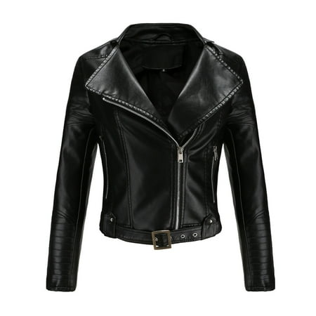 

CEHVOM Womens Warm Long Sleeve Jacket Slim Winter Parkas Leather Coats