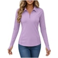 thumbnail image 5 of VBVC Women's UPF 50+ Long Sleeve Sun Shirt,Lapel Golf Tennis Top For Women,Ladies Quarter Zip Pullover with Thumb Holes,Purple,S-2XL, 5 of 7