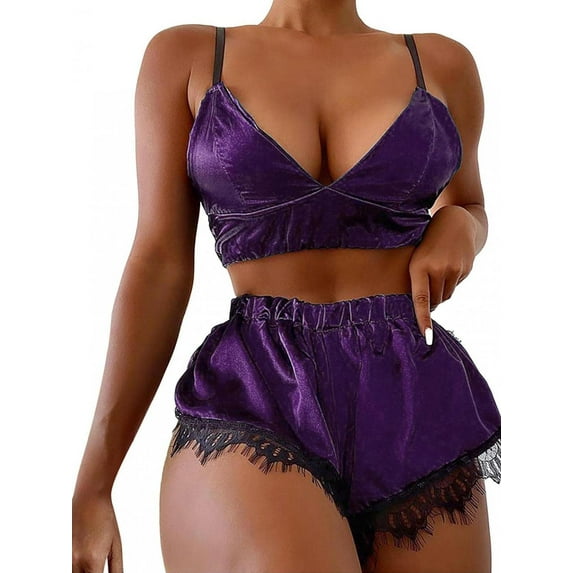 Gvmfive Women Sexy Lingerie Bralette Bra Unpadded Shorts Set Babydoll Sleepwear