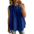 thumbnail image 7 of Mifsaly Linen Tank Tops for Women Tiered Ruffle Tunic Sleeveless Shirts Lightweight Elegant Boho Vacation Summer Pleated Tees Navy,L, 7 of 7