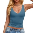 thumbnail image 2 of Tqcoqu Women's Tank Tops Deep V Neck Double Lined Going Out Camisoles Slim Fit Trendy Summer,Light Blue,Women's S-XXL, 2 of 6