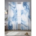 thumbnail image 2 of Marble Blue Sheer Curtains 84 Inch Length 2 Panels Set, Abstract Modern Minimalist Solid Ombre Voile Window Treatment Rod Pocket Curtains Sheers Drapes for Bedroom/Living Room/Kitchen 52"x84"x2, 2 of 7