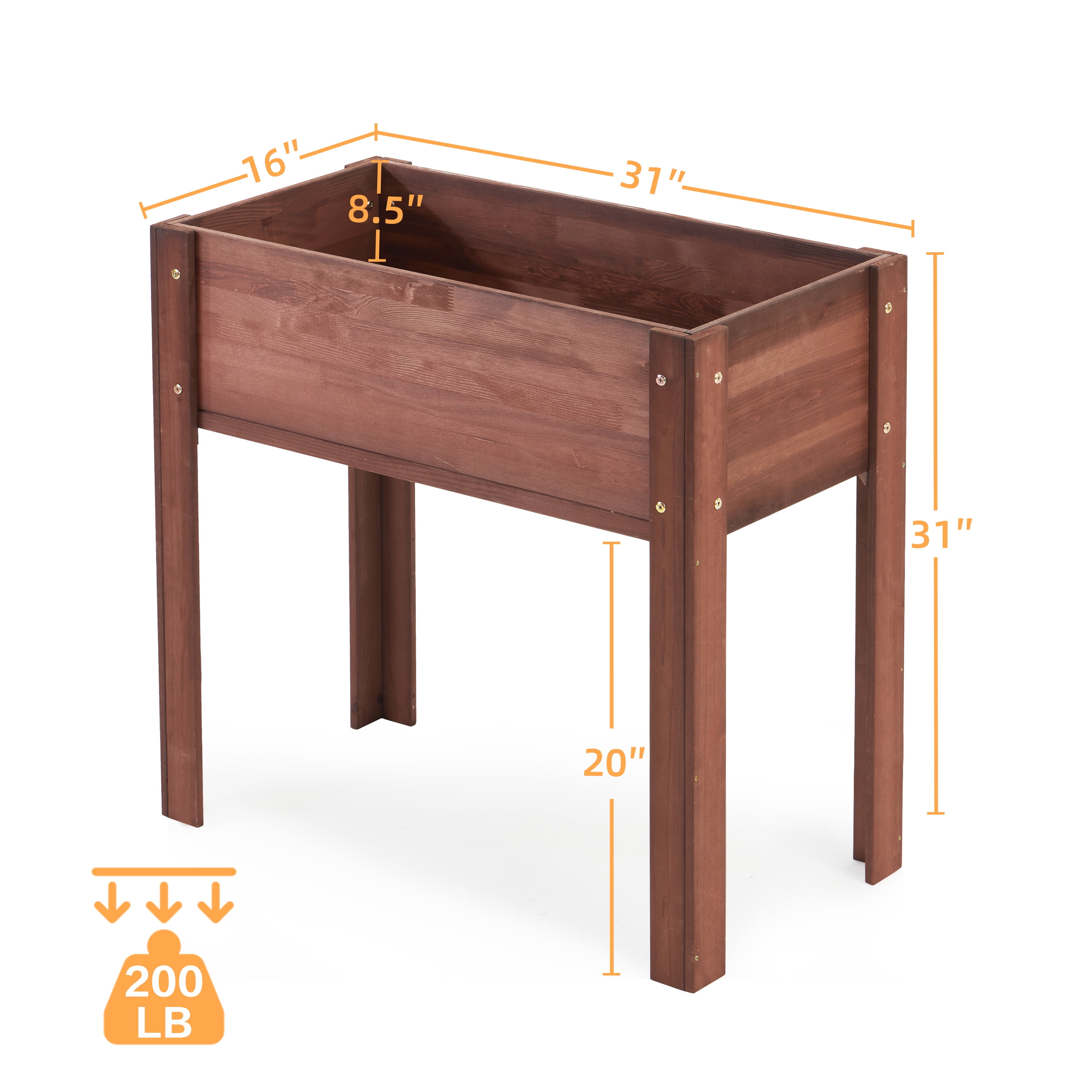 Raised Garden Bed with Legs, 31x16x31'', Outdoor Wood Elevated Planter Box, Grey Cedar, Thick Legs, w/Liner