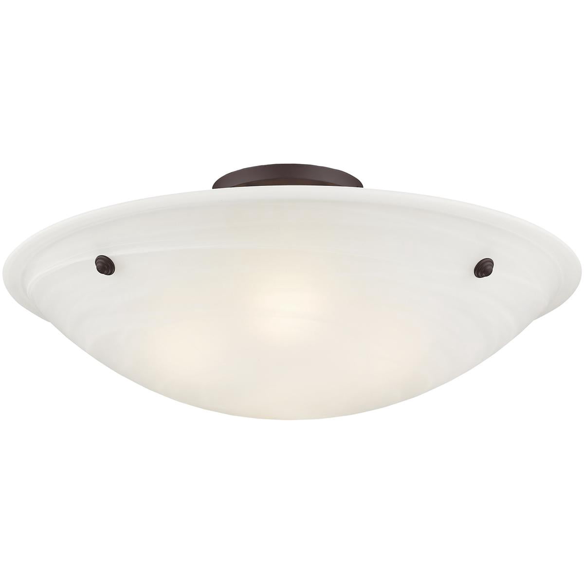 4 Light Bronze Ceiling Light fixture with White Alabaster Glass Shade