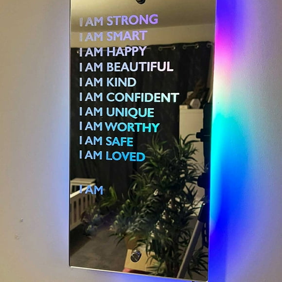 Espejo de afirmación LED, espejo de afirmación LED acrílico decoración versátil luz nocturna espejo motivacional optimizado para la excelencia