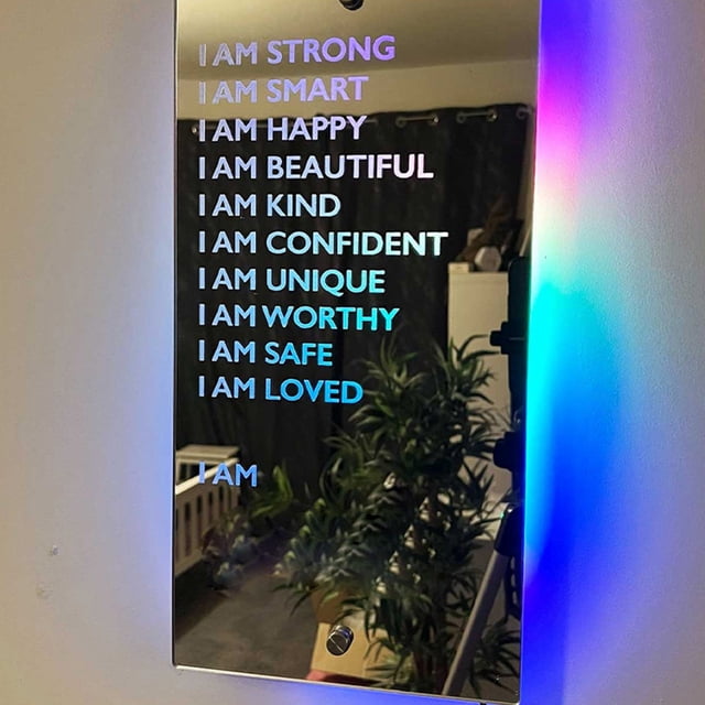 Espejo de afirmación LED, espejo de afirmación LED acrílico decoración versátil luz nocturna espejo motivacional optimizado para la excelencia