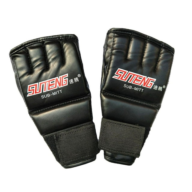 Guantes de boxeo de medio dedo para MMA, guantes de entrenamiento de boxeo y sparring. para adultos Negro 3