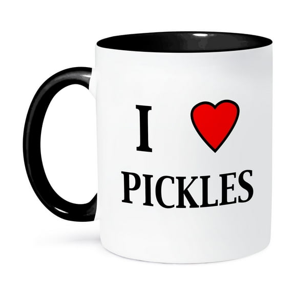 3dRose, I love pickles, 15oz Two-Tone Black Mug