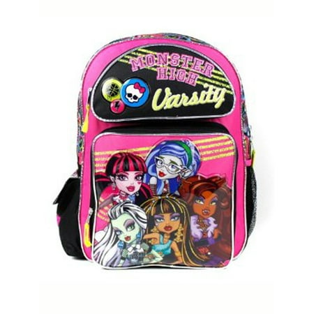 Monster High Backpack - Pink Varsity 16" Large Girls School Book Bag Frankie