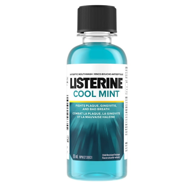 Listerine Cool Mint Antiseptic Mouthwash, Essential Oils Menthol, Thymol, Eucalpytol - Plaque, Bad Breath, Gingivitis