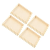 Worgeous 4pcs Household Wooden Trays Puzzle Block Holder Trays Square Serving Trays for Puzzle