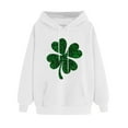 thumbnail image 3 of VBTAPA St Patricks Day Sweatshirt for Women Irish Clover Graphic Hoodies Long Sleeve Drawstring Hooded Sweatshirts with Kangaroo Pocket White L, 3 of 5
