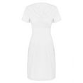 thumbnail image 5 of Short Pocket Working Dress Sleeve Solid V Neck Solid Women Casual Women's Dress, 5 of 6