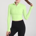 thumbnail image 2 of SHTXOZHI Workout Cropped Tops for Women Athletic Yoga Gym Shirts Zip Up Long Sleeve Slim Shirts, 2 of 3