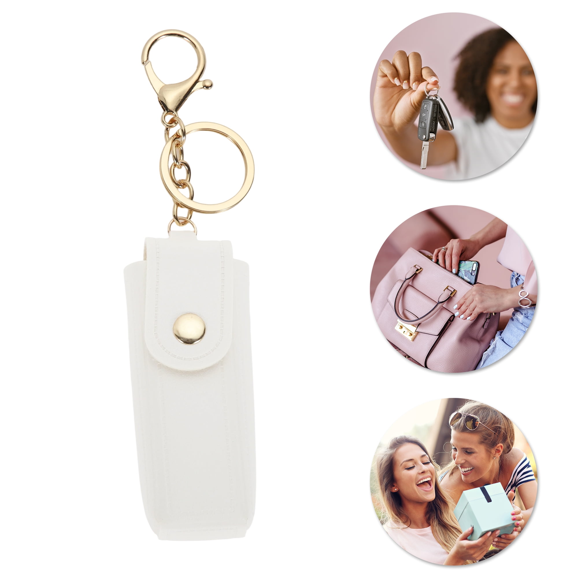 Unique Bargains Colorful Lipstick Bag Handbag Charms Keychains 1 Piece White