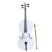 4/4 Wood Cello for Adults and Kids, Acoustic Cello Set with Portable Bag, Bridge,Bow and Rosin, String Musical Instruments for Beginner, White