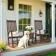 thumbnail image 3 of Devoko Patio Acacia Wood Ergonomic Single Rocking Chair for All-Weather Use, Brown, 3 of 7