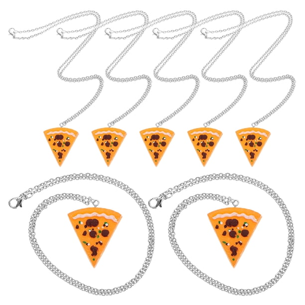 KAKOWELY Juego de 7 collares de pizza, collares de la amistad, collares de pareja, collar con colgante, collar decorativo, joyería para el cuello de mujer, recuerdo de fiesta.