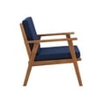thumbnail image 6 of Linon Lathan 4-Piece Acacia Outdoor Conversation Set with Coffee Table, Loveseat & Chairs, Walnut/Dark Blue, 6 of 21