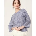 thumbnail image 4 of Moomaya Printed Asymmetric Tops For Women, Poly Rayon Long Sleeve Tunic Top, 4 of 8
