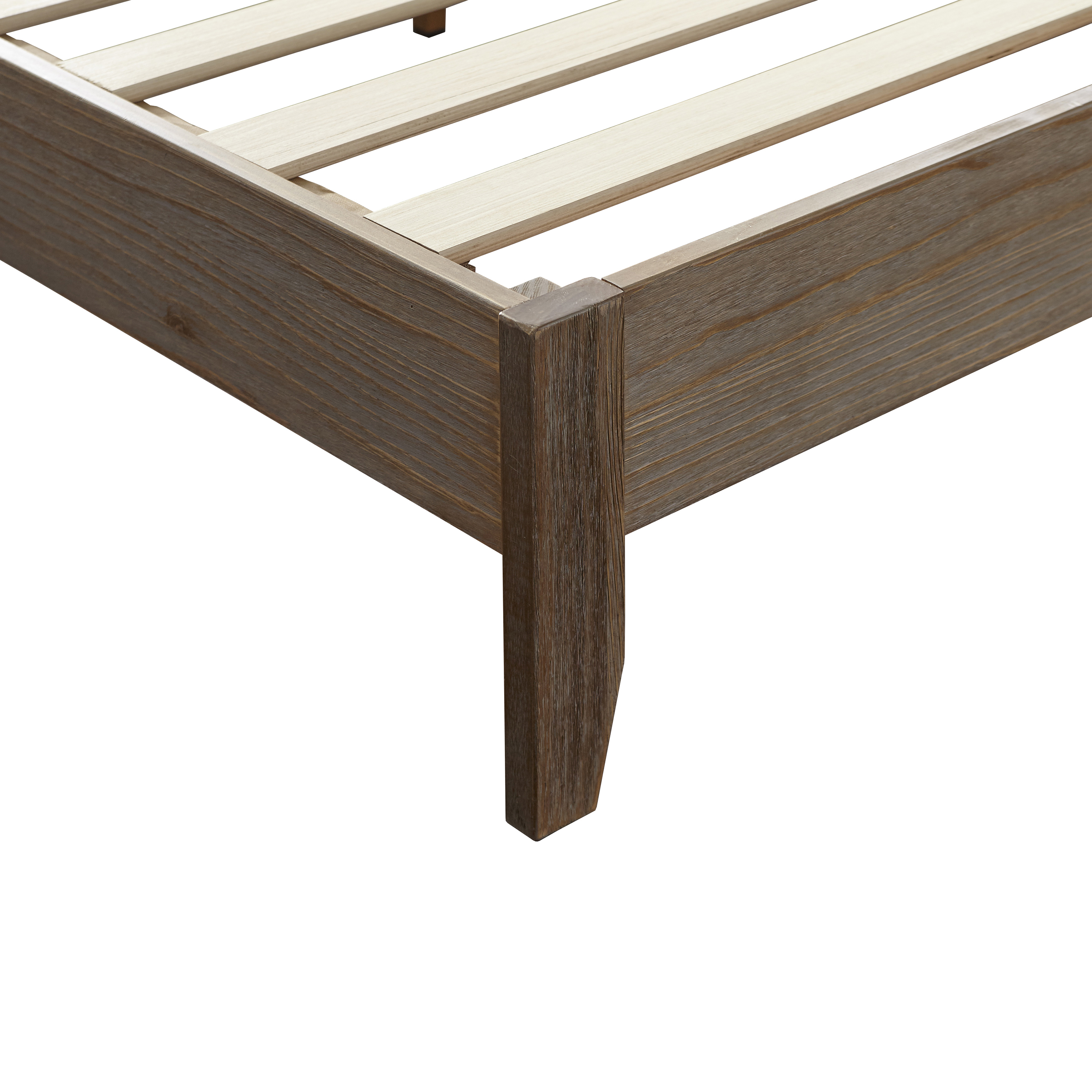 TMS Match Full Wood Platform Bed, Natural Rustic Finish