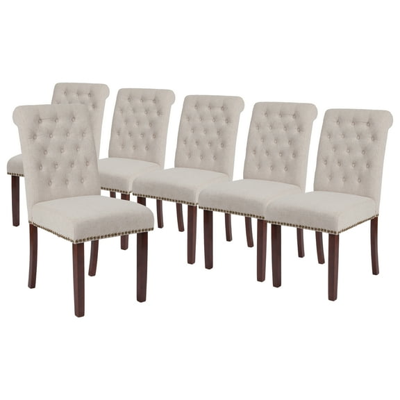 Flash Furniture HERCULES Series Parsons Chair, Set of 6, Beige Fabric