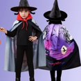 thumbnail image 2 of Toddler Kids Boys Girls Halloween Cape with Witch Hat and Skull Print for Festive Holiday Party Dress Up Outerwear Poncho One Size, 2 of 4