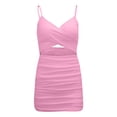 thumbnail image 5 of Vestido midi ajustado sexy para mujer: con aberturas, fruncido, poliéster-spandex, para discoteca/boda, tallas XS-L, 5 of 5