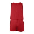 thumbnail image 5 of Riforla Womens Summer Casual Fashion Round Neck Sleeveless Ruffle Rompers Jumpsuits Women's Jumpsuit Red XL, 5 of 9