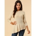 thumbnail image 3 of INSPIRE CHIC Women's Long Sleeve Ribbed Knit Ruffle Hem Peplum Top, 3 of 6