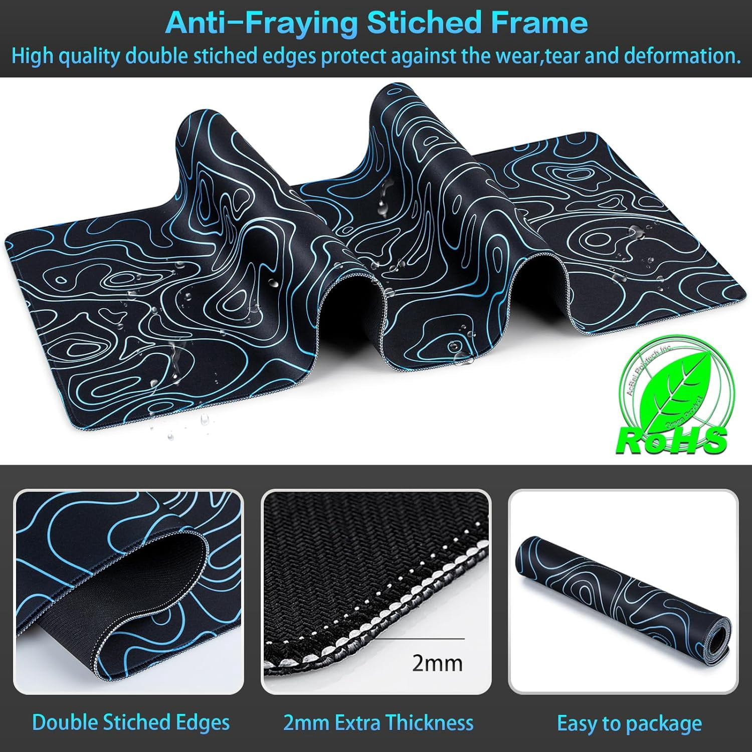 Gaming Mouse Pad, Topographic Contour Mouse Pad 31.5x15.7inch Large Extended Computer Mouse Mat Keyboard Full Desk Mousepad for Gaming, Office, Home