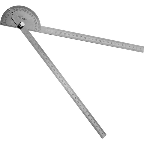 Angle Protractor Two Arm Adjustable Ruler Stainless Steel Ruler Finder Angle Protractor with 180 Degrees Woodworking Measure Tools, 30 cm 11.8 Inch