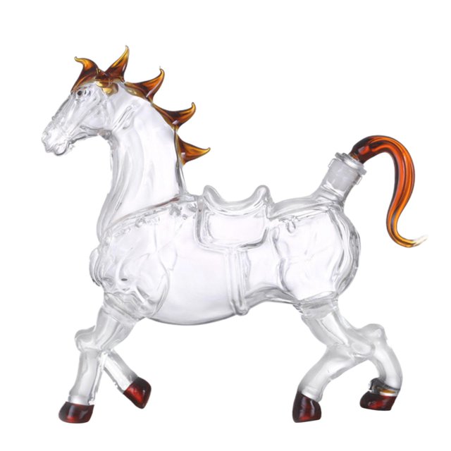 1 Unids Whisky Decanter Glass Horse Forma Novedad Transparente Elegante Animal Champán Cóctel Licor Decoración Creativa para Fiesta Coche Olla Adultos Sunnimix Decantador de Whiskies
