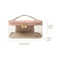 thumbnail image 3 of Clear Cosmetic Bag Large Capacity, Transparent Makeup Organizer Pouch, Double Layer Portable Toiletry Travel Bag with Top Handle for Women, Durable PVC Material, Easy to Clean and Lightweight, 3 of 6