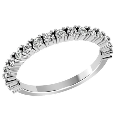10K White Gold 0.59 Carat Round Diamond Stackable Band Ring
