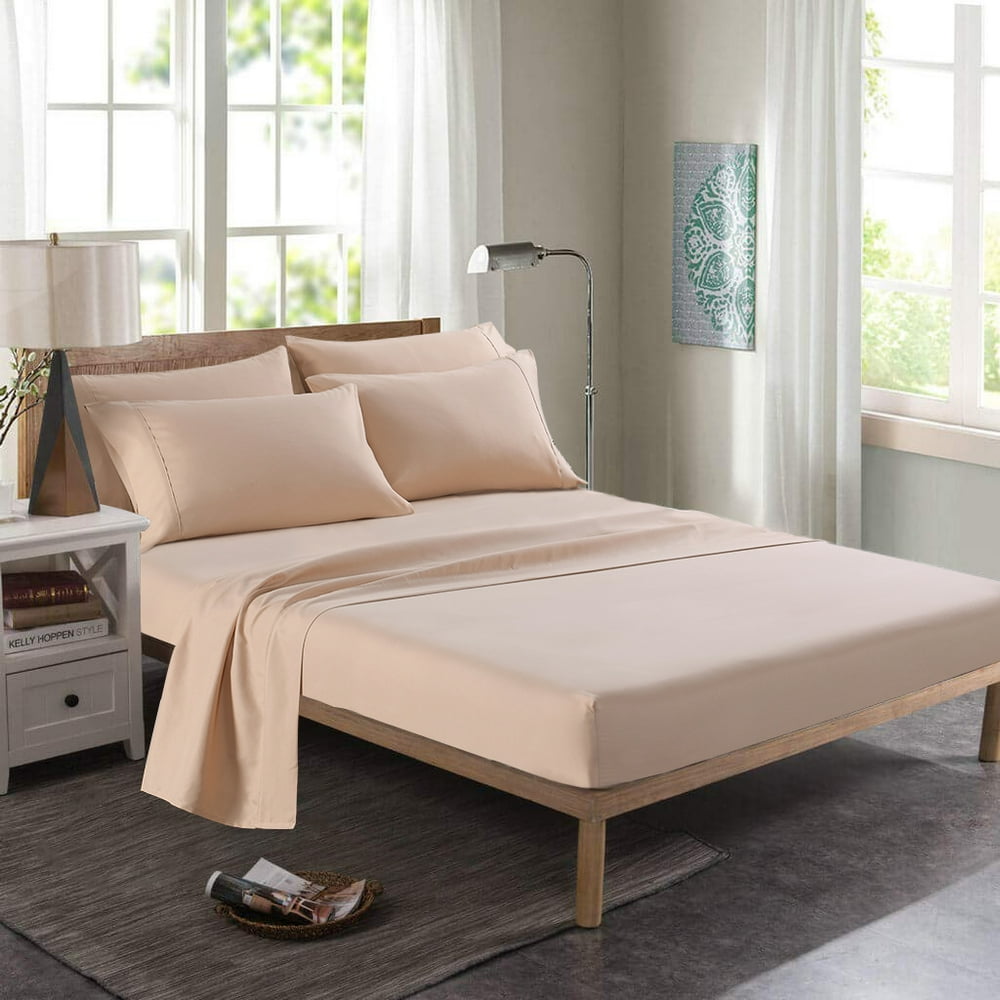 6 Piece Microfiber Bed Sheet Set, 16" Deep Pocket Bed Sheet Set For K/Q