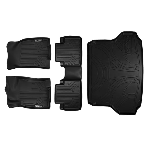 Smartliner Custom 1st 2nd & Cargo Floor Mats Set BLACK For Nissan Rogue 2014-20