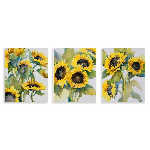 Stupell Industries Blooming Country Sunflowers Plants & Flowers Painting Unframed Art Print Wall Art, 11 x 14, Set of 3