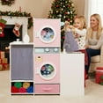 thumbnail image 2 of Gymax Ensemble de Jeu de Lessive en Bois pour Enfants, Machine à Laver de Jeu de Rôle avec Cintres, 2 of 10
